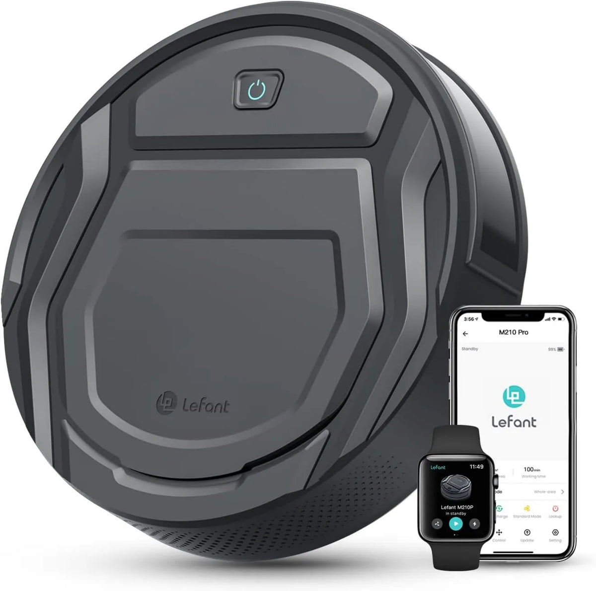 Lefant M210P Robot Vacuum and Mop, Vacuum Suction, 4000pa, 200 Mins, WiFi, Multi Surface Cleaning, Super Thin, Self-Charging, Ideal for Pet Owners