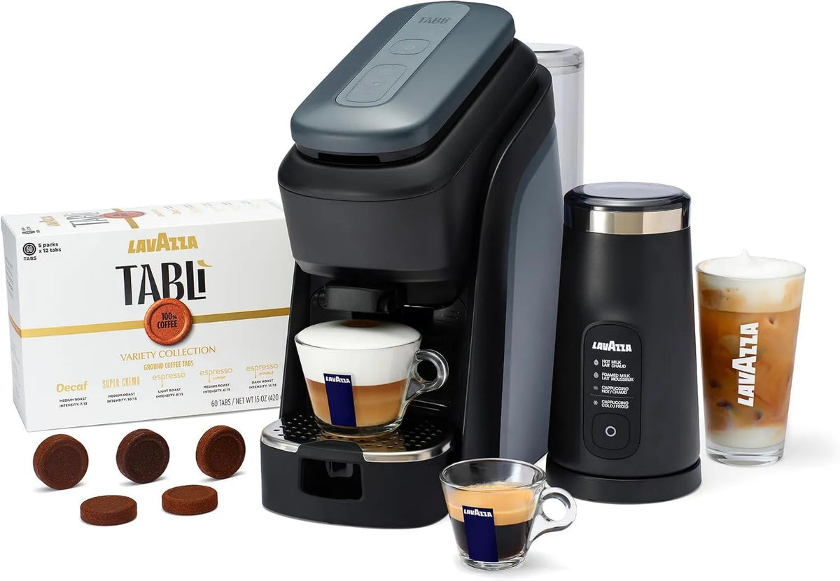 Espresso Machine 60-count, and 60-count Tabs, Milk Frother, Lavazza
