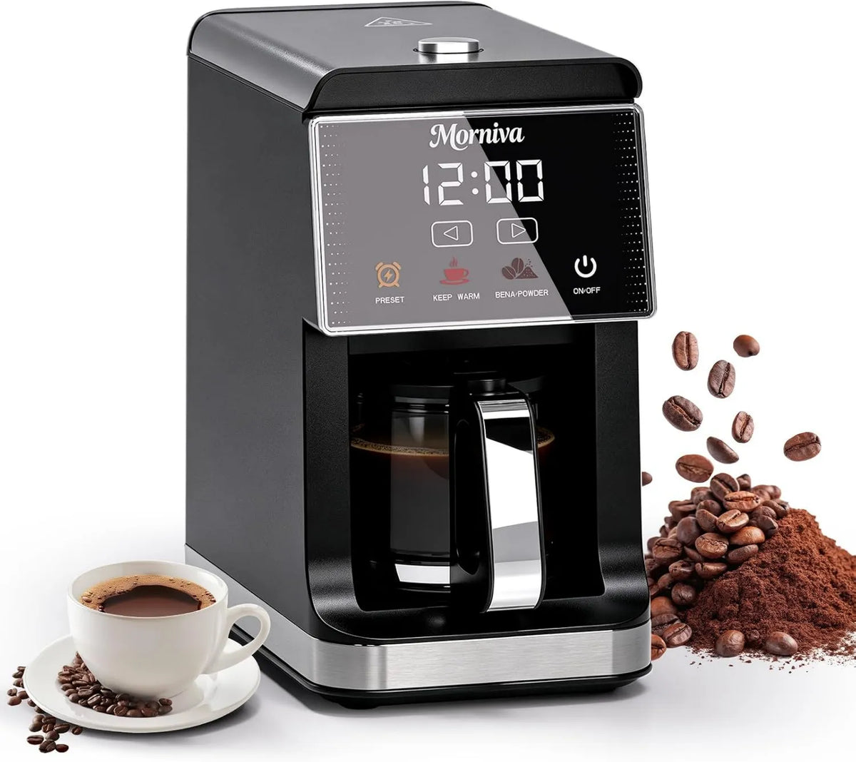 Drip Coffee Maker 5-Cup, Built-In Grinder, Automatic Coffee Brewing Machine