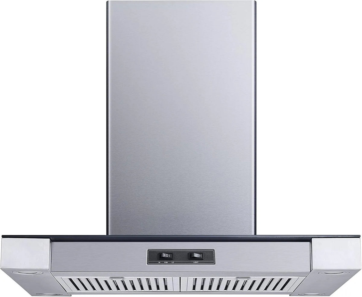 Range Hood, 30 In, Stainless Steel, Island-Mount Design