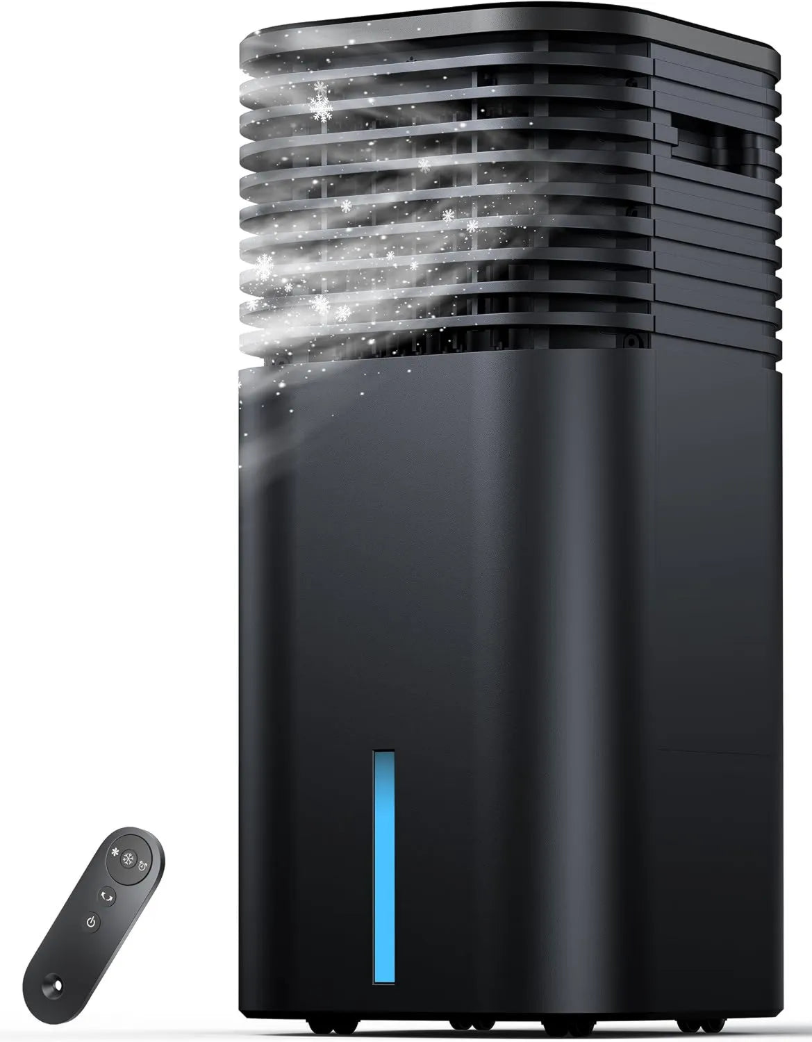 Air Conditioner 3-Speed, 4 Modes, 15H Timer, 4 Ice Packs, 3-Speed Settings, 24.3' Small Evaporative Air Cooler for Room No Window, Remote Control