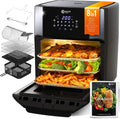Air Fryer 6-in-1, Touch Controls, Stainless Steel, Rotisserie Function, Convection Cooking, 13 QT, Recipe Book, Windowed Door, Food Dehydrator