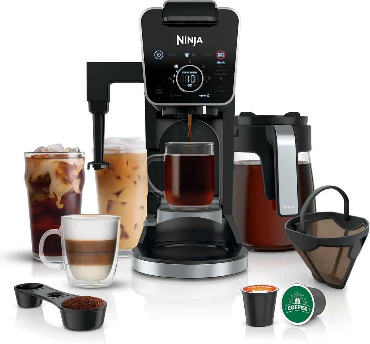 Ninja DualBrew CFP307 Drip Coffee Maker, Black CFP307, DualBrew Pro
