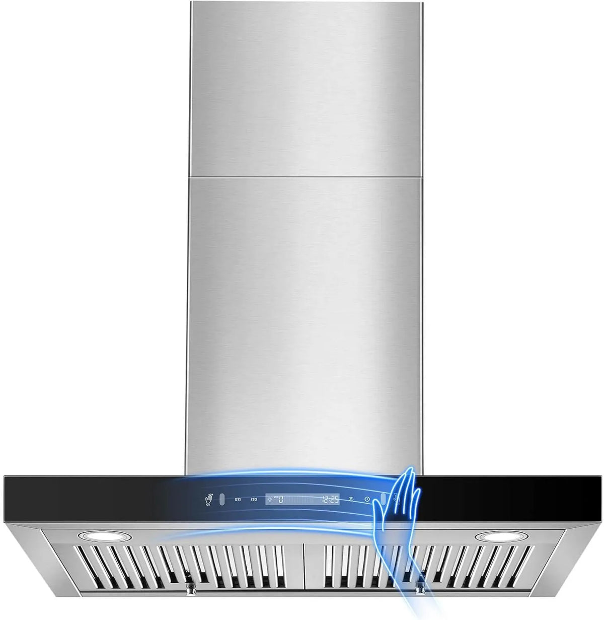 Range Hood Grease Filter Wall Mount 3-speed, Touch Controls, Stainless Steel, Wall-Mountable, 600 CFM, 30 inch, Exhaust Fan 3-speed Stove Hood