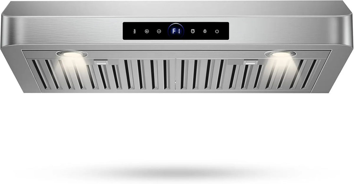 Range Hood 30' Under Cabinet 1200CFM, 4-Speed, Touch Controls, Stainless Steel, Vacuum Suction, 4-Speed Exhaust Fan, Smart Touch Panel
