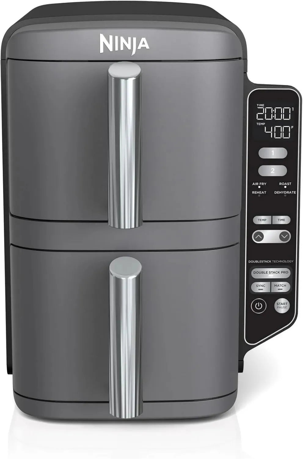 Ninja SL400 Air Fryer, 10 QT, 2-Basket, 4-in-1, Cooks 4 Foods at Once, Easy Meals, Easy Clean, Smart Finish & Match Cook, Compact Portable Design