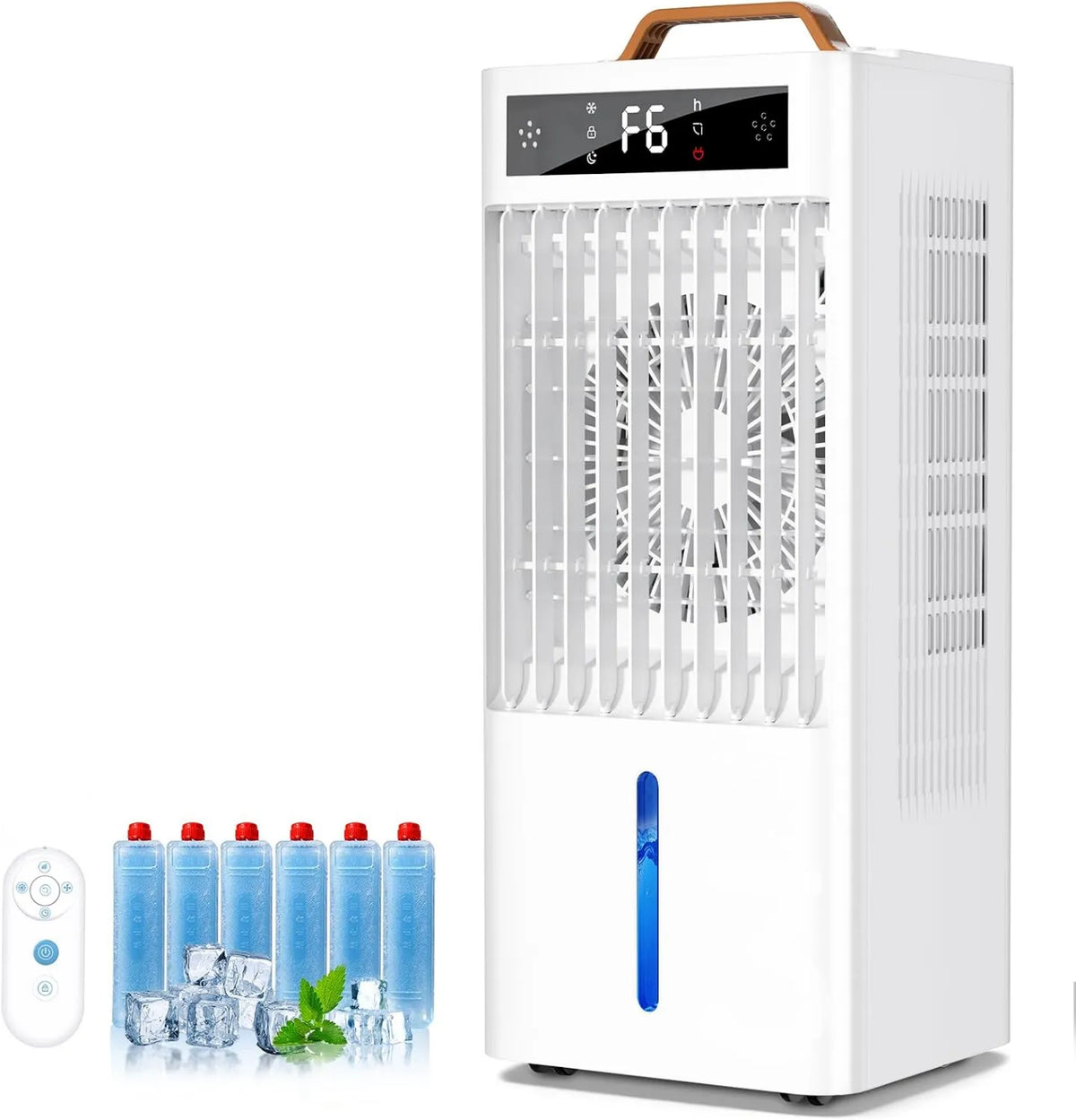 4-IN-1, 20 FT, 6 Speeds, 3-Gal Water Tank, 4-IN-1 Swamp Cooler, Evaporative Air Cooler, Remote & Touch Control for Home and Office