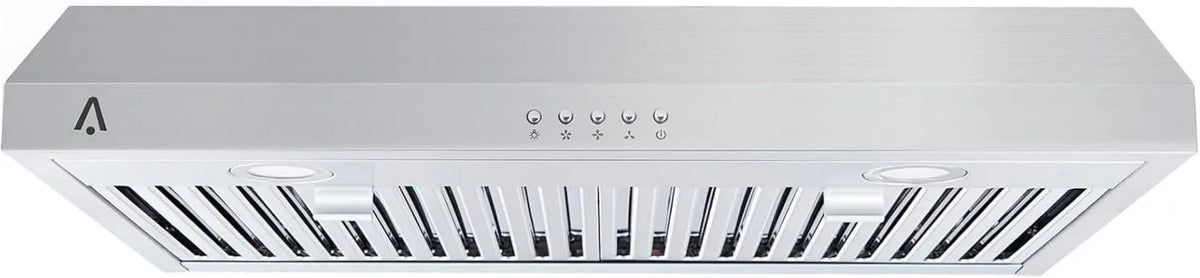 Range Hood 300CFM, 30 Inch, 3-Speed, 3-Speed Exhaust Fan, Stainless Steel Stove Vent Hood, LED Lights, Button Controls, Reusable Baffle Filters