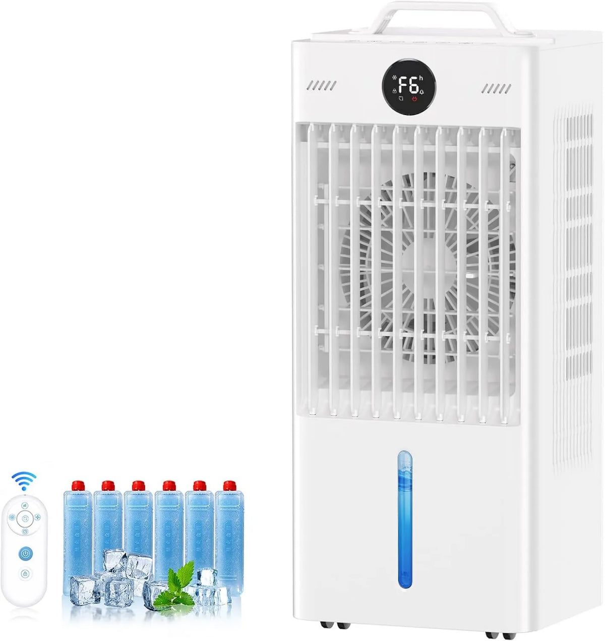 3-Gals, 16FT, 38db, 2 Modes, 6 Speeds, Timer, Compact Portable Design, 3-Gals Tank for 20H Cooling, Portable Air Conditioners Fan, No Hose Needed