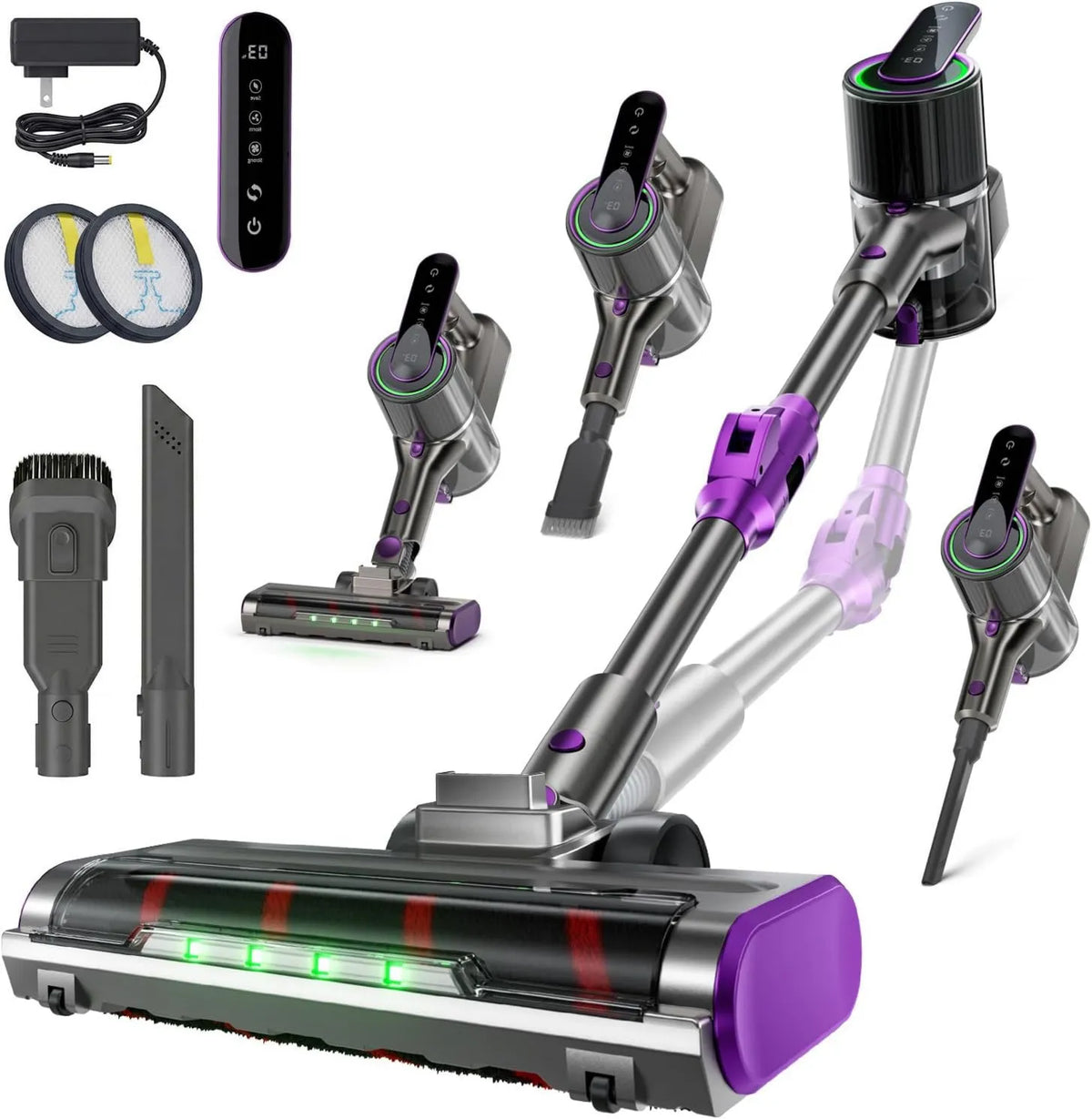 Cordless Stick Vacuum, Cordless Design, Foldable Design, Anti-Tangle Brush, 55kpa