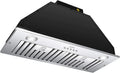 Range Hood Ducted/Ductless Convertible 36' IE71-BLACK-36, Built-In Installation, 600 CFM, Stainless Finish, Black Tool-Free Insert, MCBON