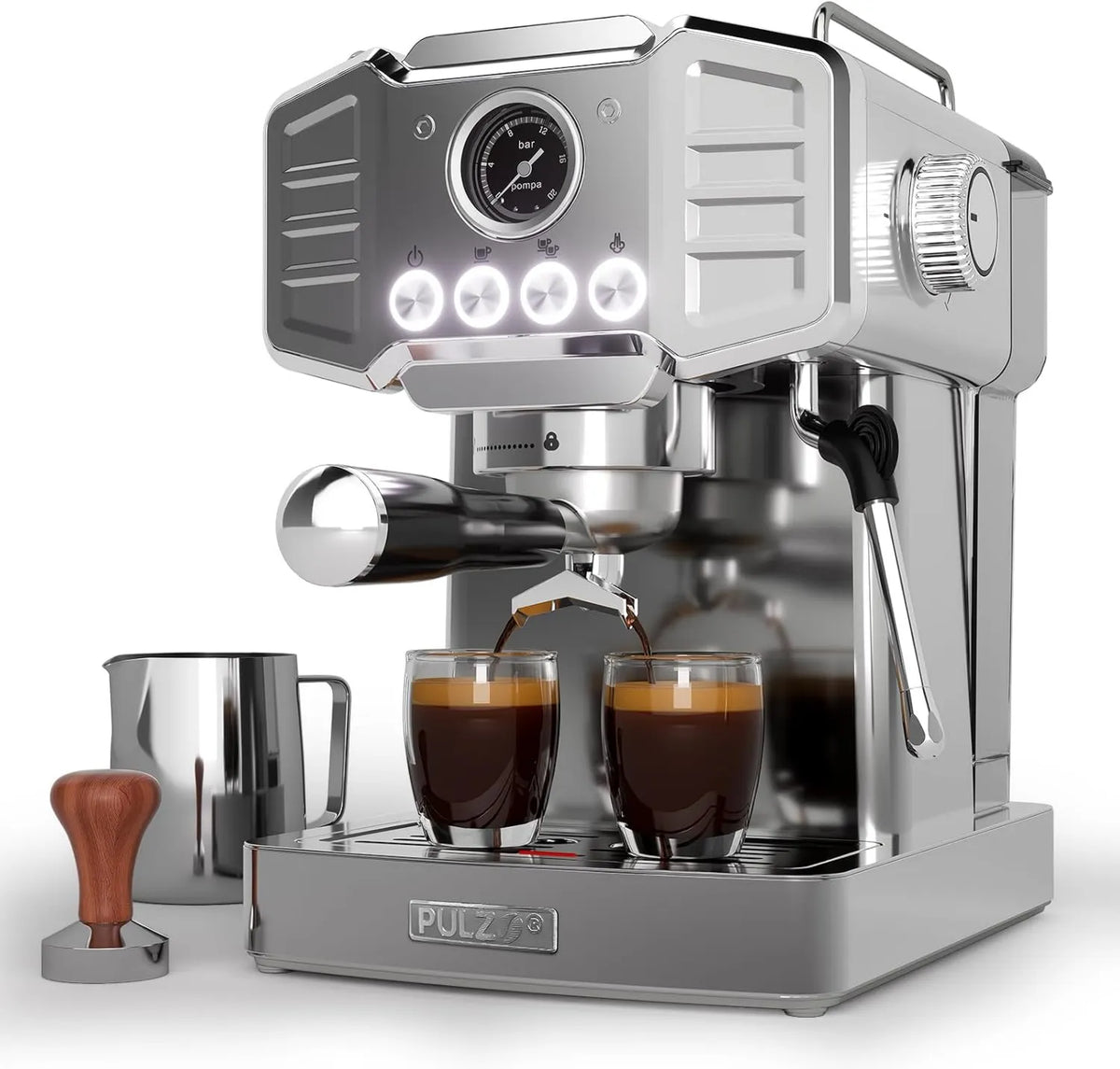 Espresso Machine, Visible Pressure Guagem, Stainless Steel Coffee Machine